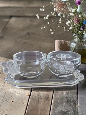 Vintage Mikasa Satin Rose Creamer Open Sugar Tray Set